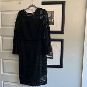 ANTONIO MELANI Black Long Sleeve Lace Dress
